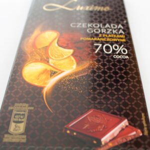 Шоколад черный с кусочками апельсина Luximo Czekolada Gorzka, 70% какао, Польша (100 г)