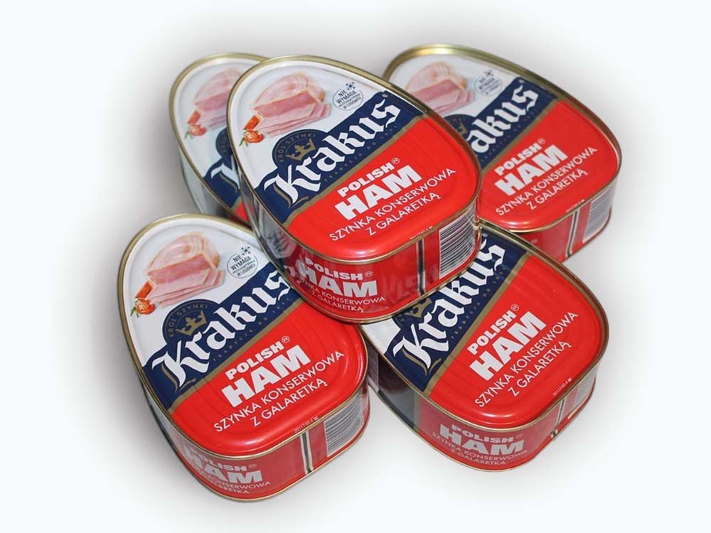 Комплект из пяти. Ветчина консервированная Krakus Polish Ham, Польша (455 г)